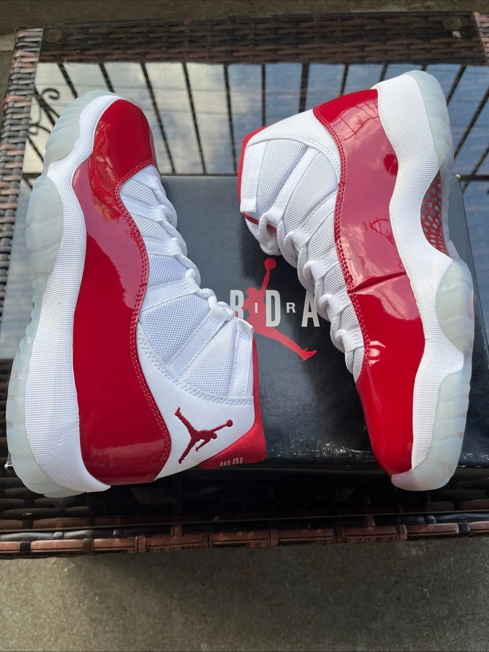 Jordan Retro 11 Low White Red Patent Leather Sneakers